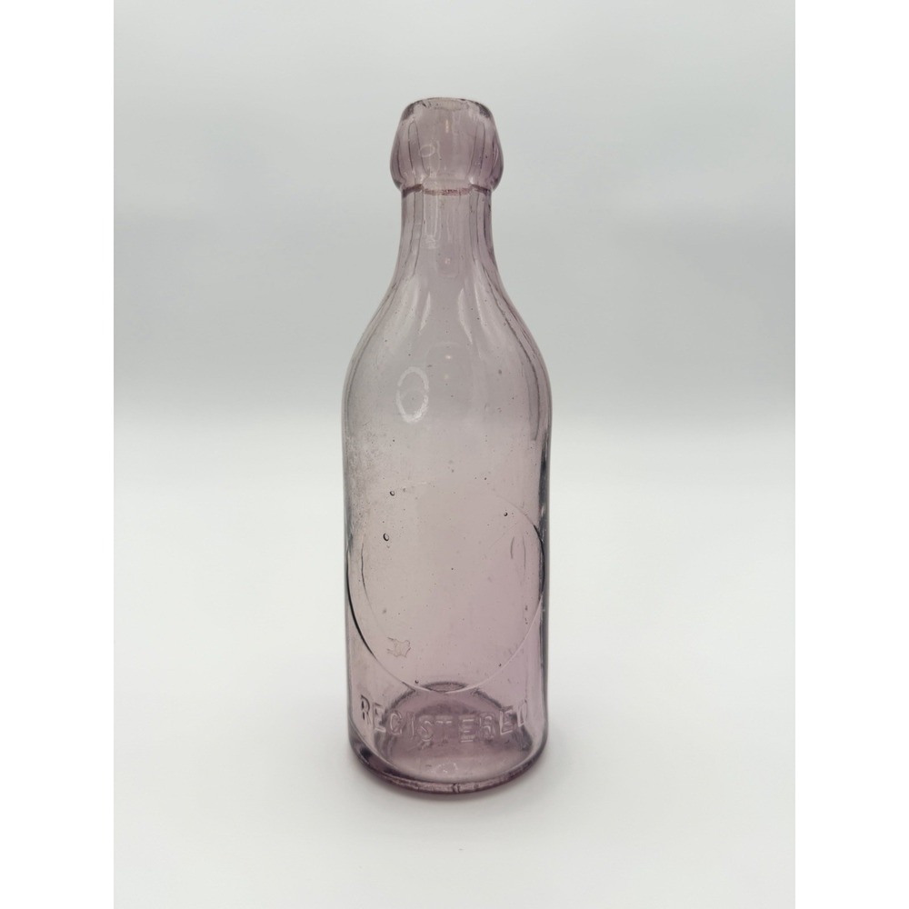 Antique Purple Glass Bottle Sun Colored Amethyst Embossed REGISTERED Victorian